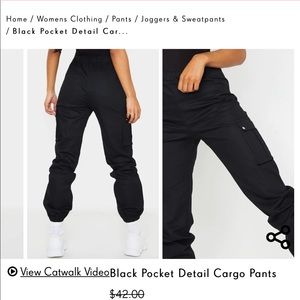Black Pocket Detail Cargo Pants.